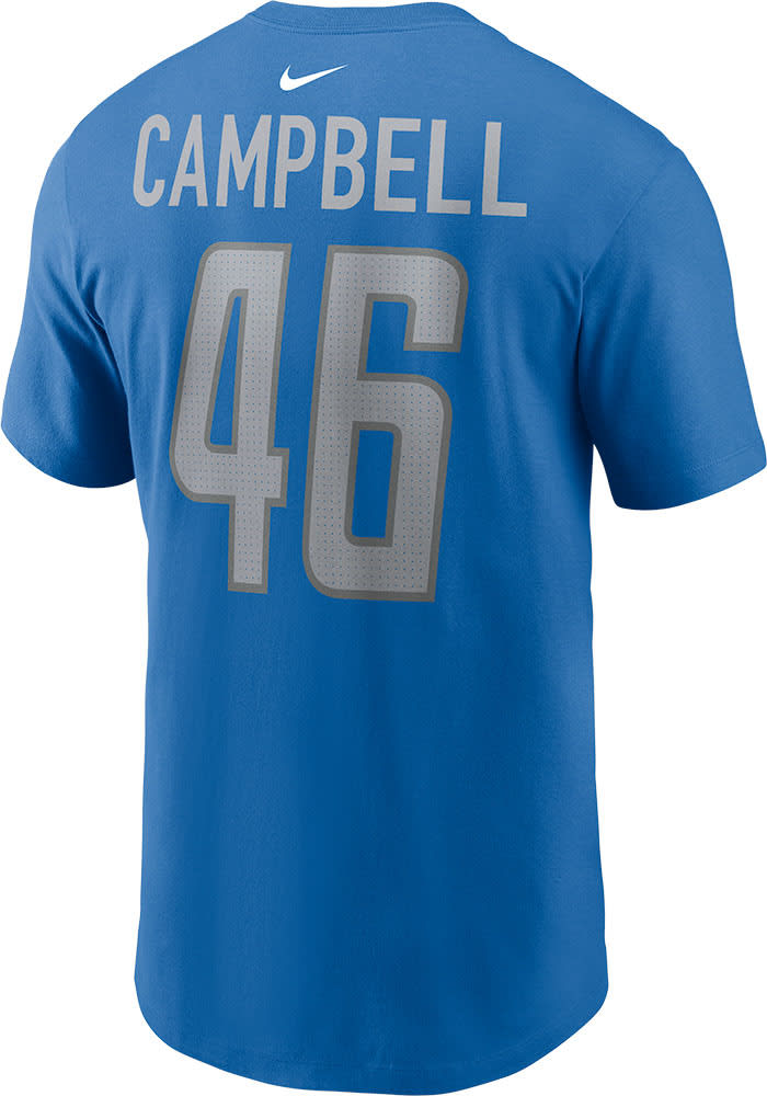 Jack Campbell Lions Name and Number Short Sleeve Player T Shirt - Blue