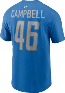 Jack Campbell Detroit Lions Blue Name and Number Short Sleeve Player T Shirt