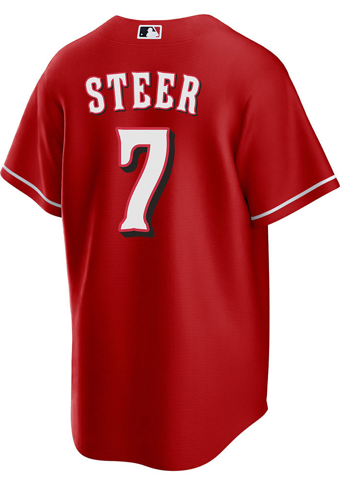 Spencer Steer Cincinnati Reds Men's Black 2023 City Connect Name & Number T- Shirt