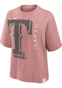 Nike Texas Rangers Womens Pink Statement Boxy Short Sleeve T-Shirt