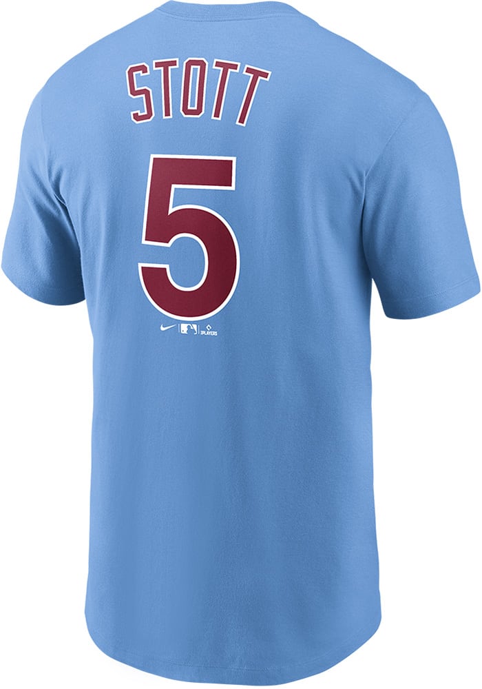 Nike Bryson Stott Philadelphia Phillies Light Blue Name and Number Short Sleeve Player T Shirt, Light Blue, 100% Cotton, Size 2XL, Rally House
