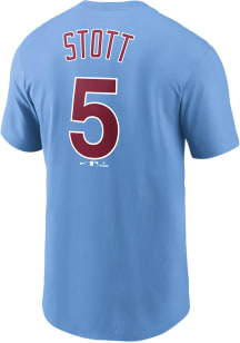 Bryson Stott Philadelphia Phillies Light Blue Name and Number Short Sleeve Player T Shirt