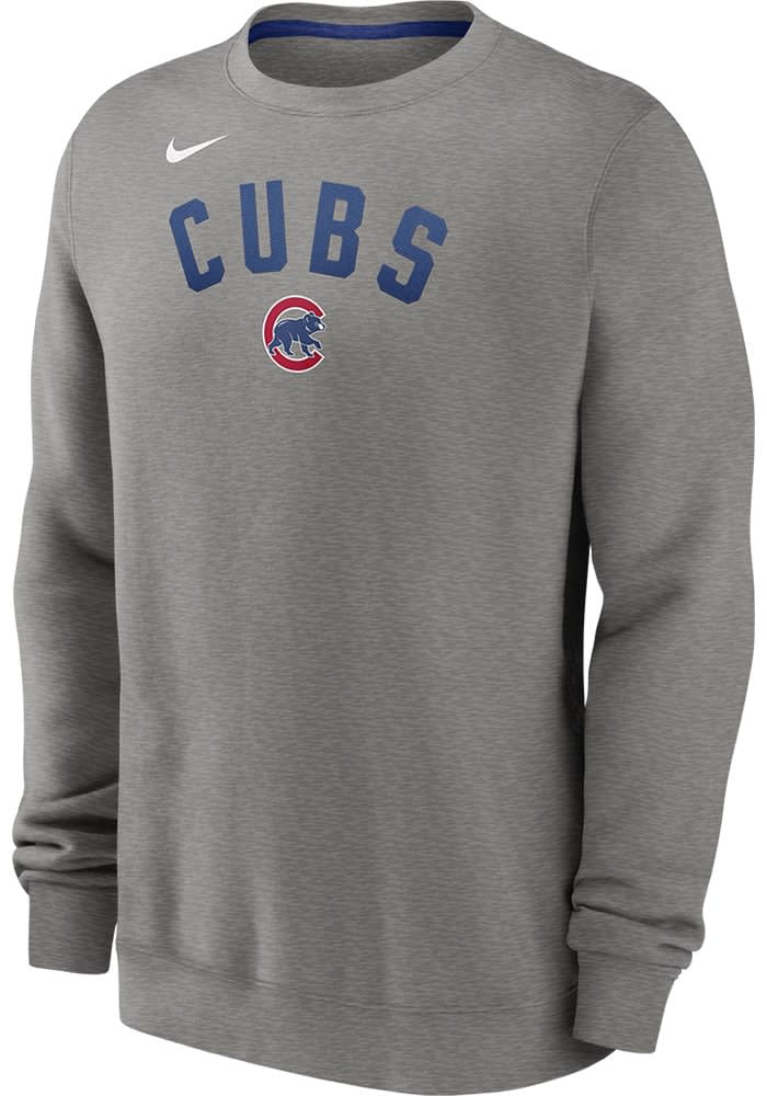 Nike Chicago Cubs Mens Classic Crew Sweatshirt GREY