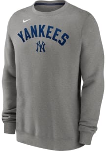 Nike New York Yankees Mens Grey Classic Long Sleeve Crew Sweatshirt