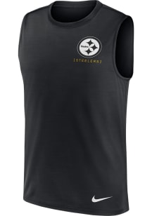 Nike Pittsburgh Steelers Mens Black Large Muscle Logo Short Sleeve Tank Top