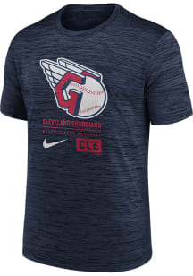 Nike Cleveland Guardians Navy Blue Large Logo Velocity Short Sleeve T Shirt