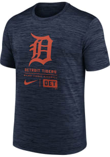 Nike Detroit Tigers Navy Blue Large Logo Velocity Short Sleeve T Shirt