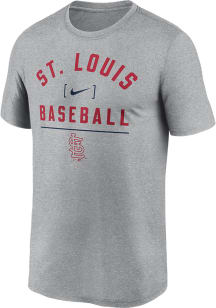 Nike St Louis Cardinals Grey Arch Baseball Stack Short Sleeve T Shirt
