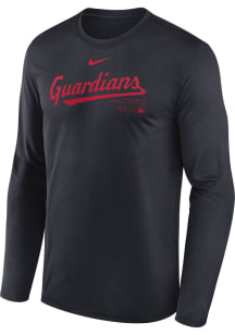 Nike Cleveland Guardians Navy Blue TM Issued Long Sleeve T-Shirt