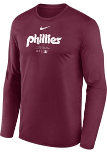 Nike Philadelphia Phillies Maroon TM Issued Long Sleeve T-Shirt