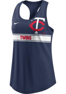 Nike Minnesota Twins Womens Navy Blue Racerback Cropped Logo Tank Top