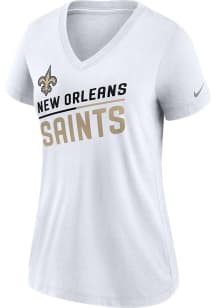 Nike New Orleans Saints Womens White Triblend Logo Short Sleeve T-Shirt