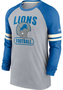 Nike Detroit Lions Grey Dri-Fit Raglan Long Sleeve Fashion T Shirt