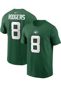 Aaron Rodgers New York Jets Green Name Number Short Sleeve Player T Shirt