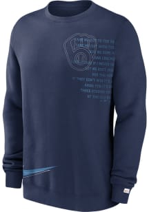 Nike Milwaukee Brewers Mens Navy Blue Statement Ball Game Long Sleeve Fashion Sweatshirt