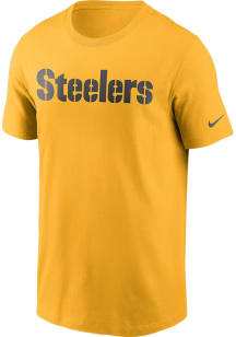 Nike Pittsburgh Steelers Gold Wordmark Essential Short Sleeve T Shirt