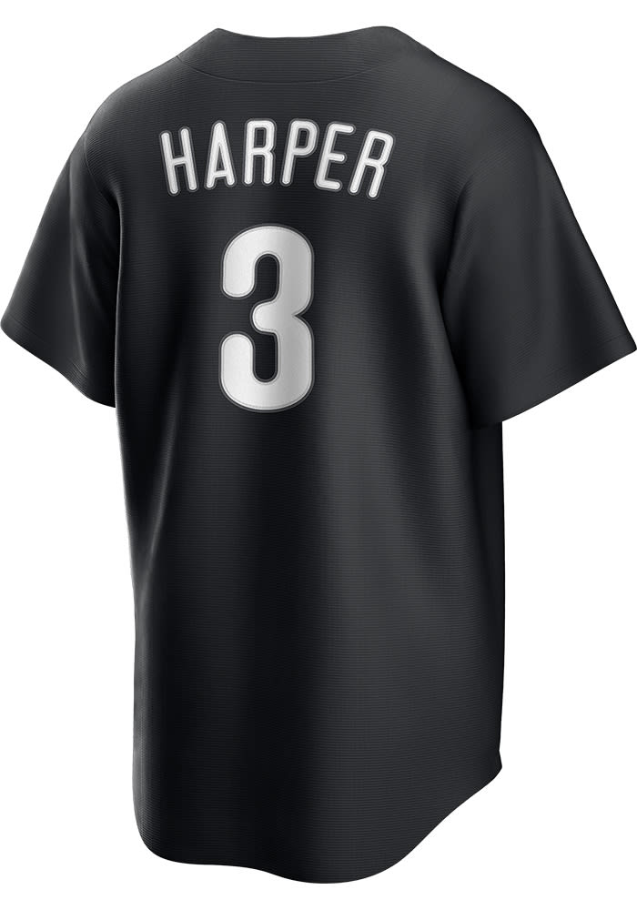 Phillies Bryce Harper 2021 All Black Fashion Serise Replica Black White Jersey