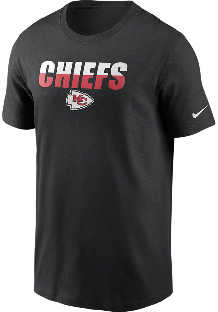 Nike Kansas City Chiefs Black Split Team Name Essential Short Sleeve T Shirt