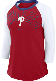 Nike Philadelphia Phillies Womens Red Knockout Arched LS Tee