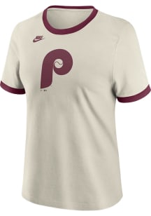 Nike Philadelphia Phillies Womens White Rewind Ringer Short Sleeve T-Shirt