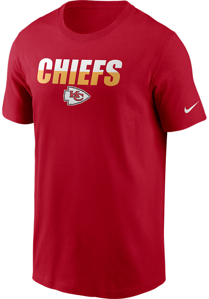 Nike Kansas City Chiefs Red Split Team Name Essential Short Sleeve T Shirt