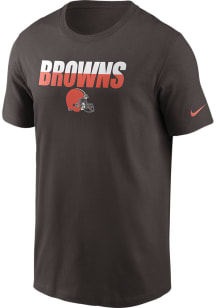 Nike Cleveland Browns Brown Split Team Name Essential Short Sleeve T Shirt