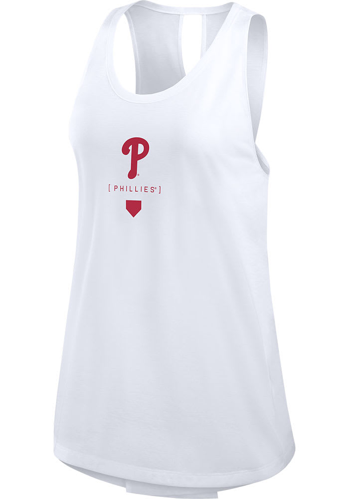 Philadelphia Phillies Nike Womens WHITE Crossed Tank Top