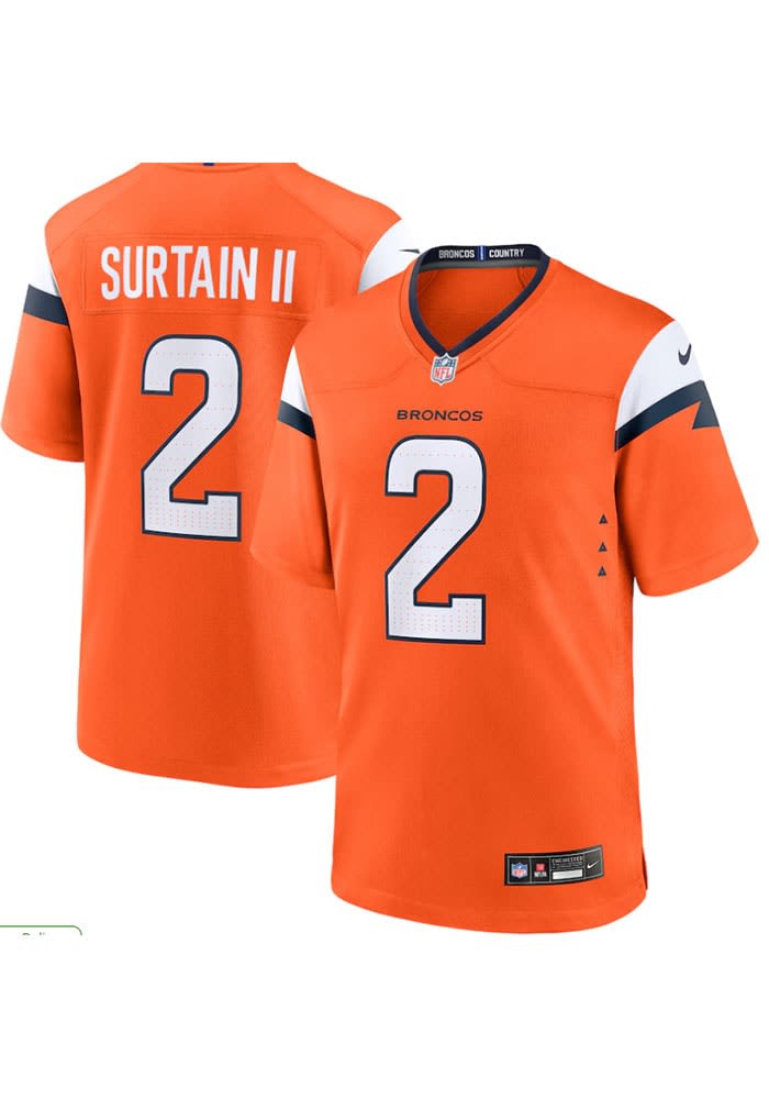 Patrick Surtain Denver Broncos 2024 Home Game Jersey ORANGE