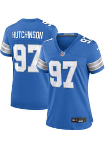 Aidan Hutchinson  Nike Detroit Lions Womens Blue 2024 Home Game Football Jersey