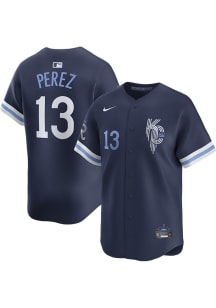 Salvador Perez Nike Kansas City Royals Mens Navy Blue City Connect Ltd Limited Baseball Jersey