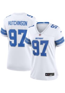 Aidan Hutchinson  Nike Detroit Lions Womens White 2024 Away Game Football Jersey