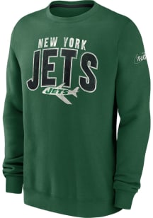 Nike New York Jets Mens Green Rewind Club Long Sleeve Crew Sweatshirt