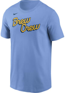 Nike Milwaukee Brewers Blue City Connect Wordmark Short Sleeve T Shirt