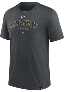 Nike Milwaukee Brewers Charcoal Early Work Short Sleeve Fashion T Shirt