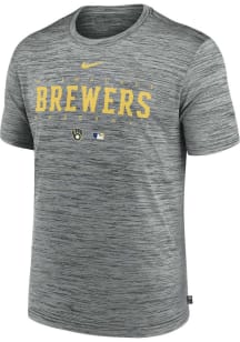 Nike Milwaukee Brewers Grey Velocity Short Sleeve T Shirt