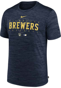 Nike Milwaukee Brewers Navy Blue Velocity Short Sleeve T Shirt