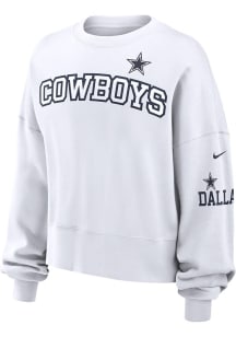 Nike Dallas Cowboys Womens White Oversized Primetime Crew Sweatshirt