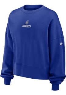 Nike Dallas Cowboys Womens Blue Rewind Oversized Crew Sweatshirt