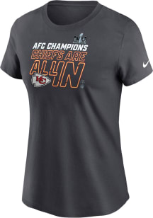 Nike Kansas City Chiefs Womens Charcoal 2023 AFC Conference Champs Trophy Short Sleeve T-Shirt