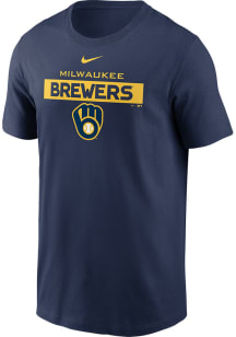 Nike Milwaukee Brewers Navy Blue Cotton Short Sleeve T Shirt