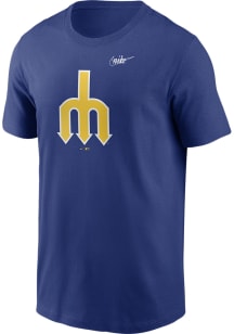 Nike Seattle Mariners Blue Coop Logo Short Sleeve T Shirt