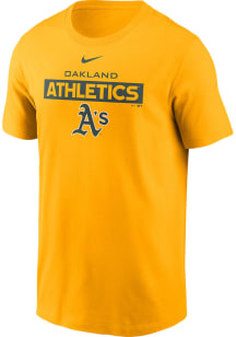 Nike Oakland Athletics Yellow Wordmark Short Sleeve T Shirt