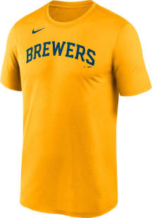 Nike Milwaukee Brewers Gold Wordmark Legend Short Sleeve T Shirt