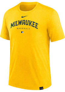 Nike Milwaukee Brewers Gold Tri-Blend Early Short Sleeve Fashion T Shirt