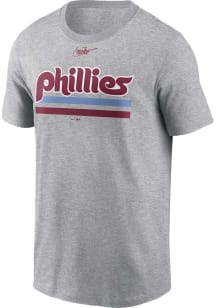Nike Philadelphia Phillies Grey Retro Logo Essential Cotton Short Sleeve T Shirt