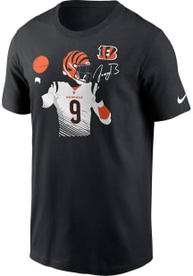 Joe Burrow Cincinnati Bengals Black Player Action Short Sleeve Player T Shirt