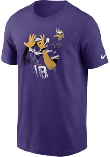 Justin Jefferson Minnesota Vikings Purple Player Action Short Sleeve Player T Shirt