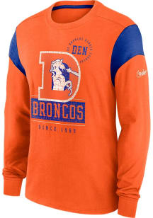 Nike Denver Broncos Orange Historic Sleeve Stripe Long Sleeve Fashion T Shirt