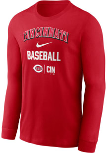 Nike Cincinnati Reds Red Local Team Phrase Long Sleeve T Shirt