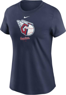 Nike Cleveland Guardians Womens Navy Blue Logo Short Sleeve T-Shirt